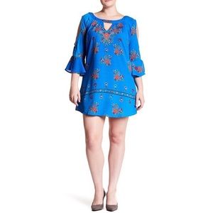 Want and Need Cold Shoulder Dress Ruffle Sleeves